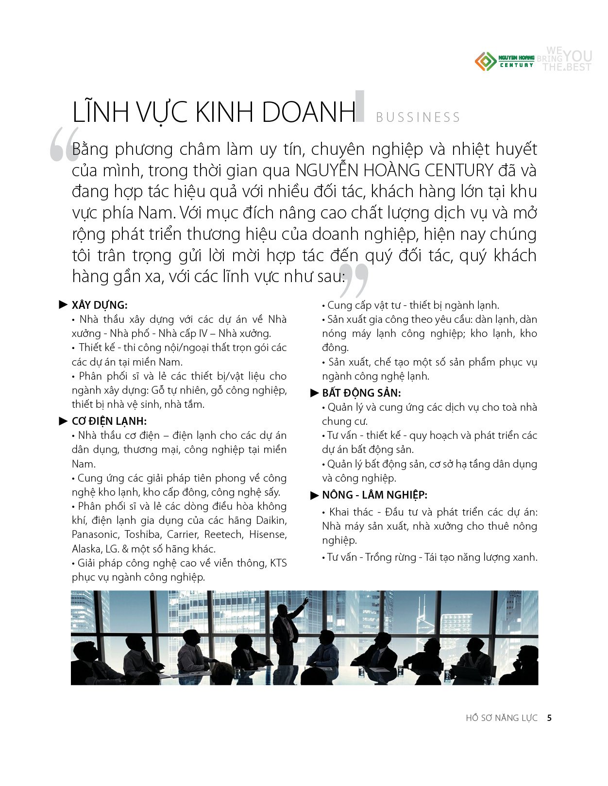Lĩnh vực kinh doanh Nguyễn Hoàng Century | Giới thiệu