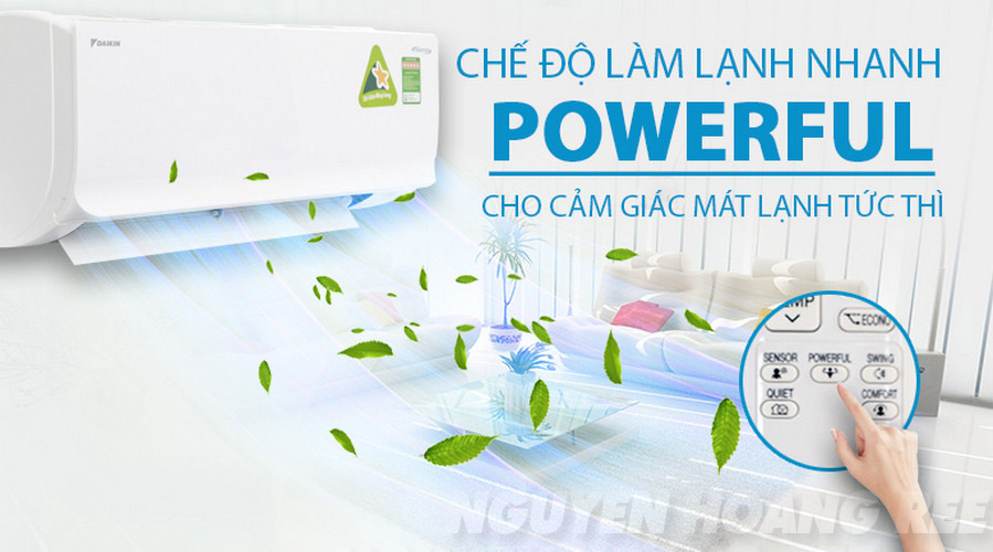 Máy lạnh Daikin Inverter 1.5HP ATKC35TVMV  làm lạnh nhanh powerful