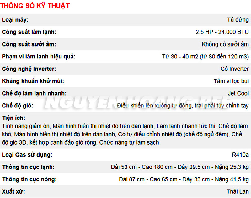  THÔNG SỐ KỸ THUẬT CỦA MÁY LẠNH TỦ ĐỨNG LG APNQ24GS1A3